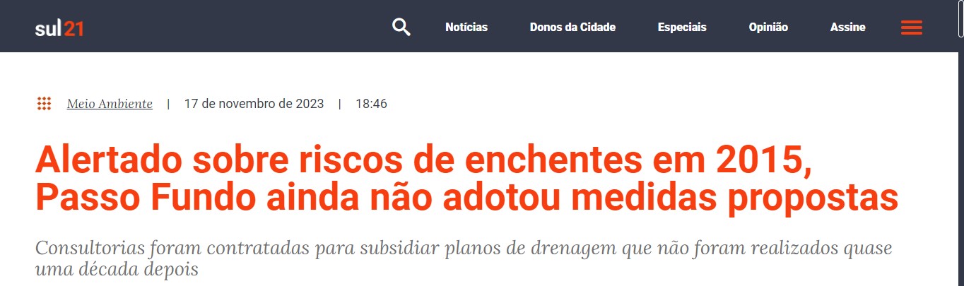 Alertado sobre riscos de enchentes